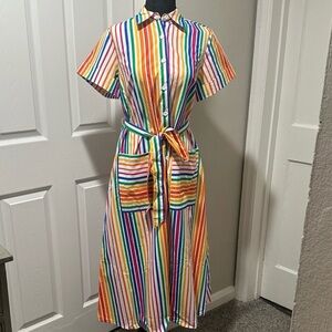 Christopher John Rogers Striped Shirt Dress